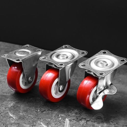 静音PVC定向万向脚轮 迷你带刹手推车轮子 PP耐磨顺滑家具滑轮