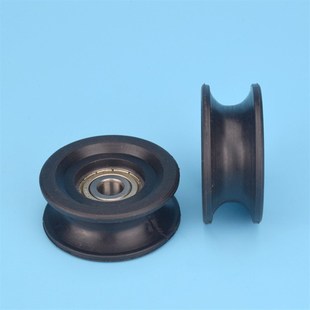 6200轴承包塑尼龙U槽轮四分管轨道轮r10注塑机安全门滚轮10