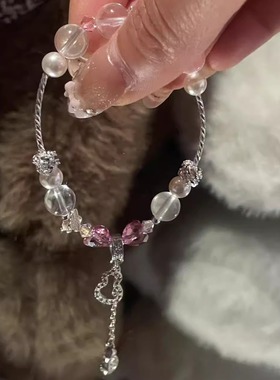 天然白水晶葫芦手链女款