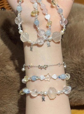 芋头波波天然水晶手链双圈叠戴高颜值学生党女款2025新款轻奢手串