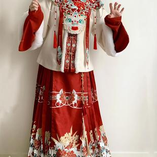 【四喜】花雨集原创明制汉服女新年战袍冬款加绒拜年服马面裙套装