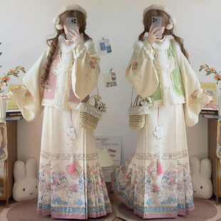 【拾光】原创汉服女明制加绒比甲拜年服汉洋折衷琵琶袖马面裙套装