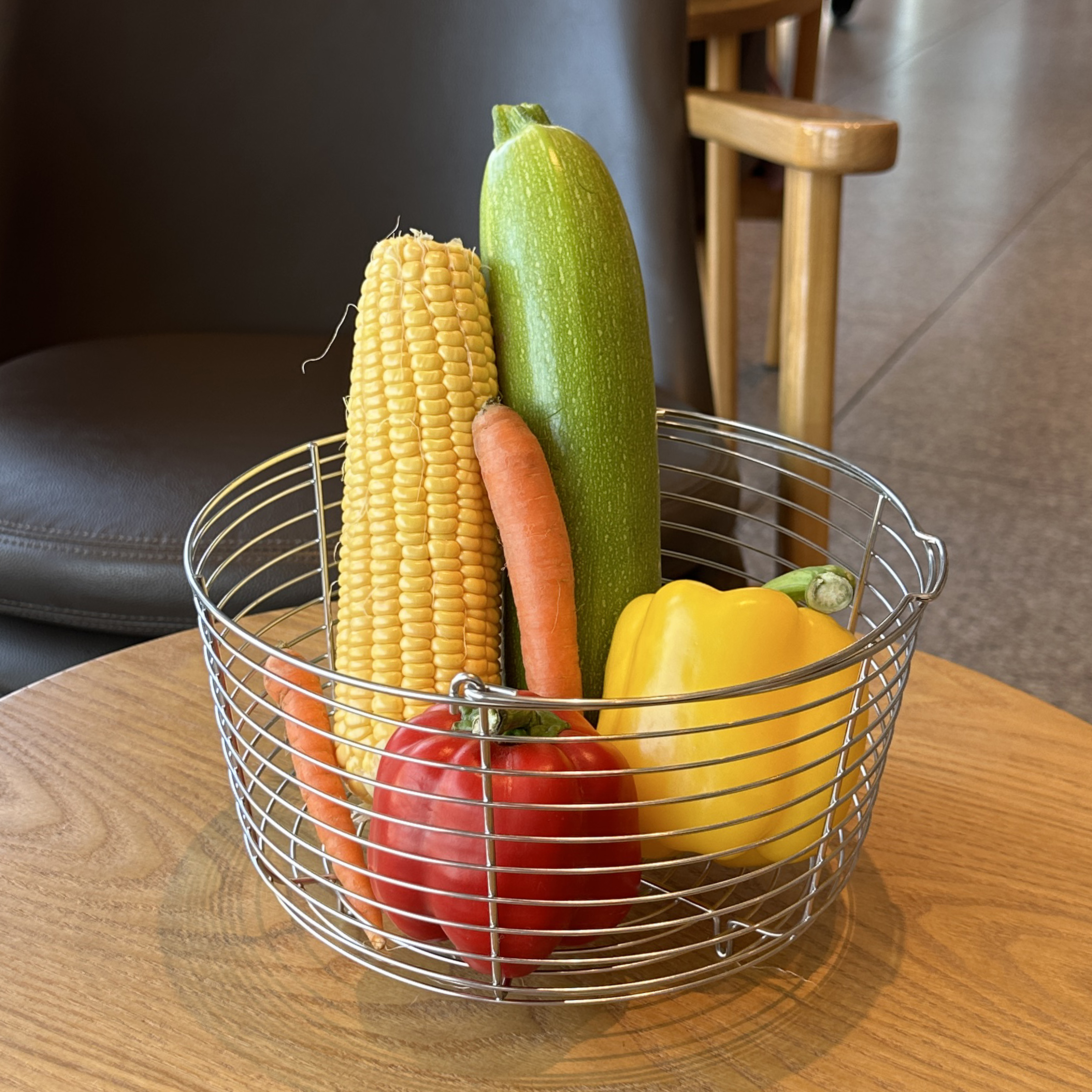 304不锈钢圆形水果篮收纳筐