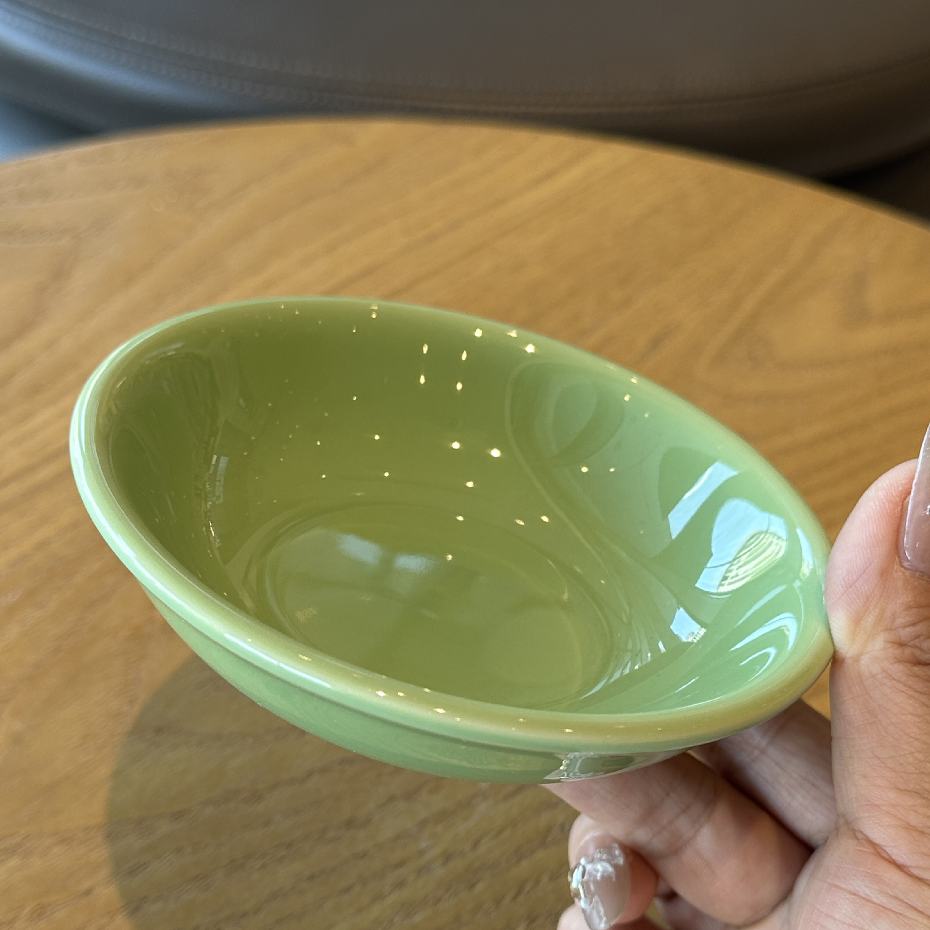 Tuxton德士敦牛油果绿陶瓷蘸料碟中式釉下彩调料碟1个装
