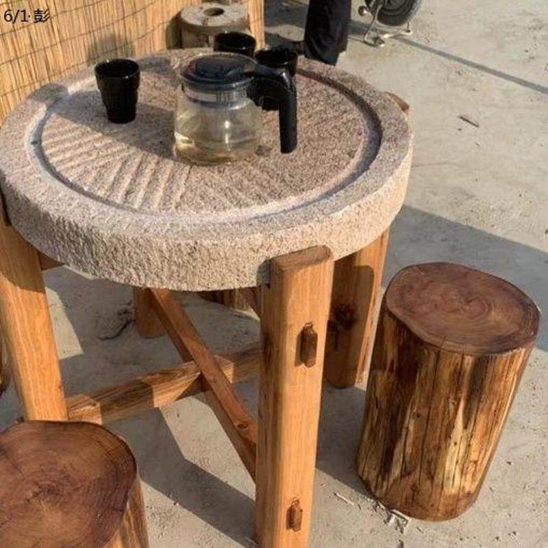 石磨茶盘围炉煮茶茶台桌子老磨盘旧石器茶托茶具木架磨片石桌石凳,家居饰品,石雕,淘宝优惠券,粉丝福利购,淘宝优惠卷