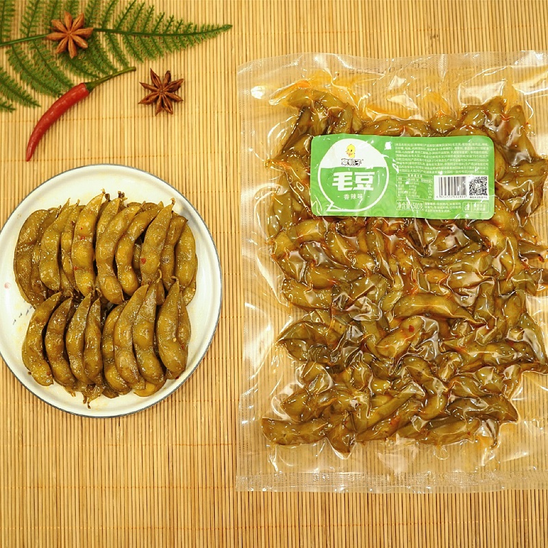 章鸭子香辣毛豆500g/袋即食麻辣休闲下酒菜毛豆湖南特产卤味素菜 零食/坚果/特产 豆腐干 原图主图