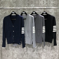 Трикотажный шерстяной кардиган, свитер подходит для мужчин и женщин, куртка для влюбленных, V-образный вырез