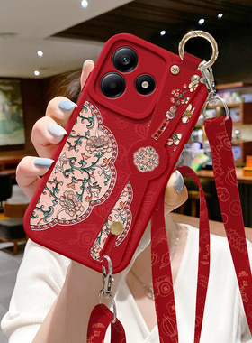 适用红米note14手机壳新款note13pro斜挎挂绳note12turbo福禄花RPro斜跨背带腕带11tpro复古风epro女保护套10