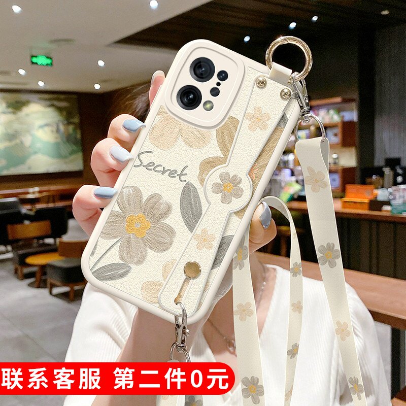 适用oppofindx5手机壳新款findx9背带k11油画花朵k10pro腕带k9斜挎挂绳13一加ace3保护套12真我gtneo6女oppo图片