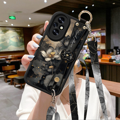 琛赋适用荣耀300手机壳新款200挂绳100腕带90油画荷花80复古风70斜挎背带60支架50se挂脖子pro外壳华为honor