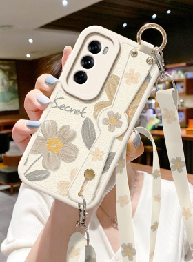 油画花朵适用opporeno13手机壳RENO14新款reno11斜挎挂绳oppo腕带10可背带9外壳rano8简约7se女6保护套12pro