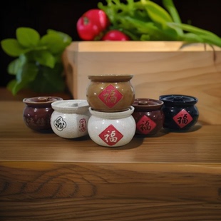 家用老式糖盐辣椒调料罐 商用带盖汤罐陶瓷煨汤汤盅