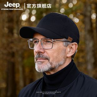 jeep吉普男士冬季加绒棒球帽骑行保暖纯色硬顶鸭舌帽男防风冬帽子