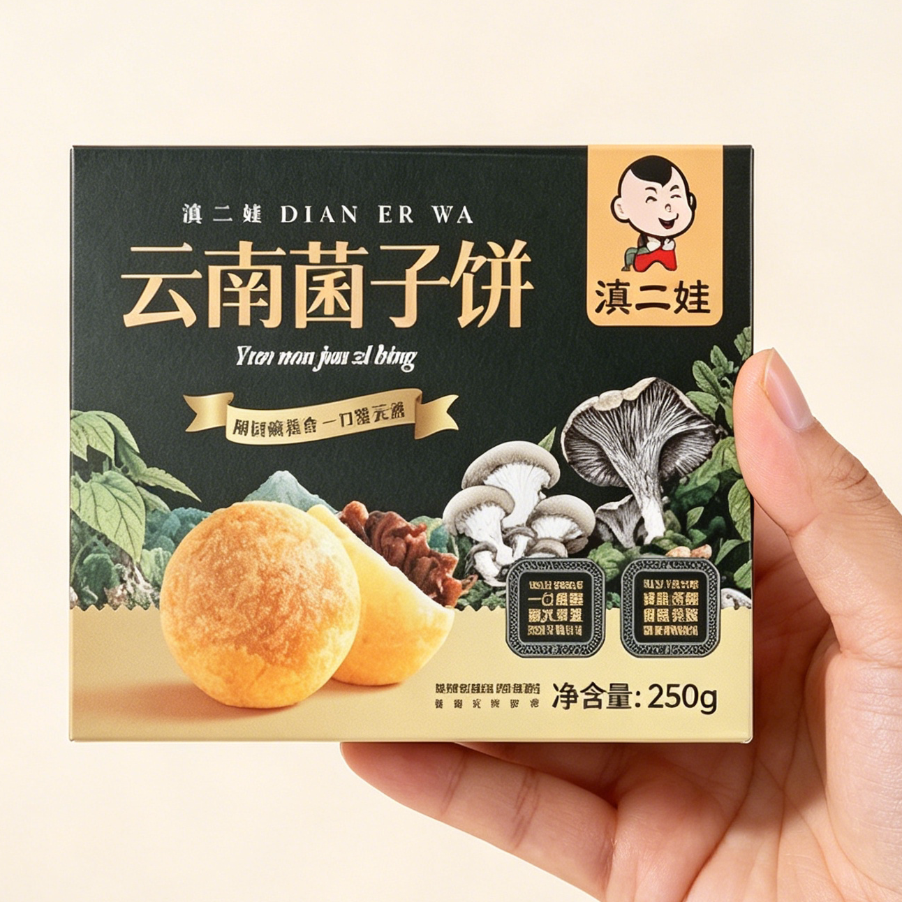 滇二娃云南特产250g菌子饼酥皮烧饼传统手工菌菇糕点零食小吃早餐