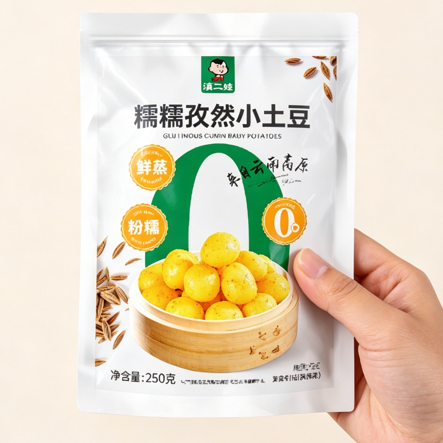 滇二娃0脂孜然小土豆新鲜云南高原洋芋软糯即食减零脂年货小零食
