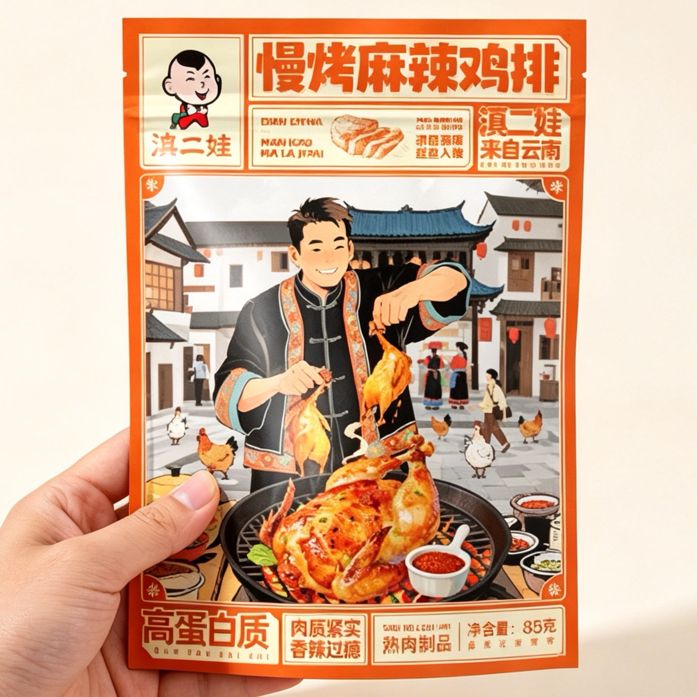 滇二娃即食慢烤鸡胸肉麻辣鸡排减低健身脂肥代餐解馋零食休闲小吃