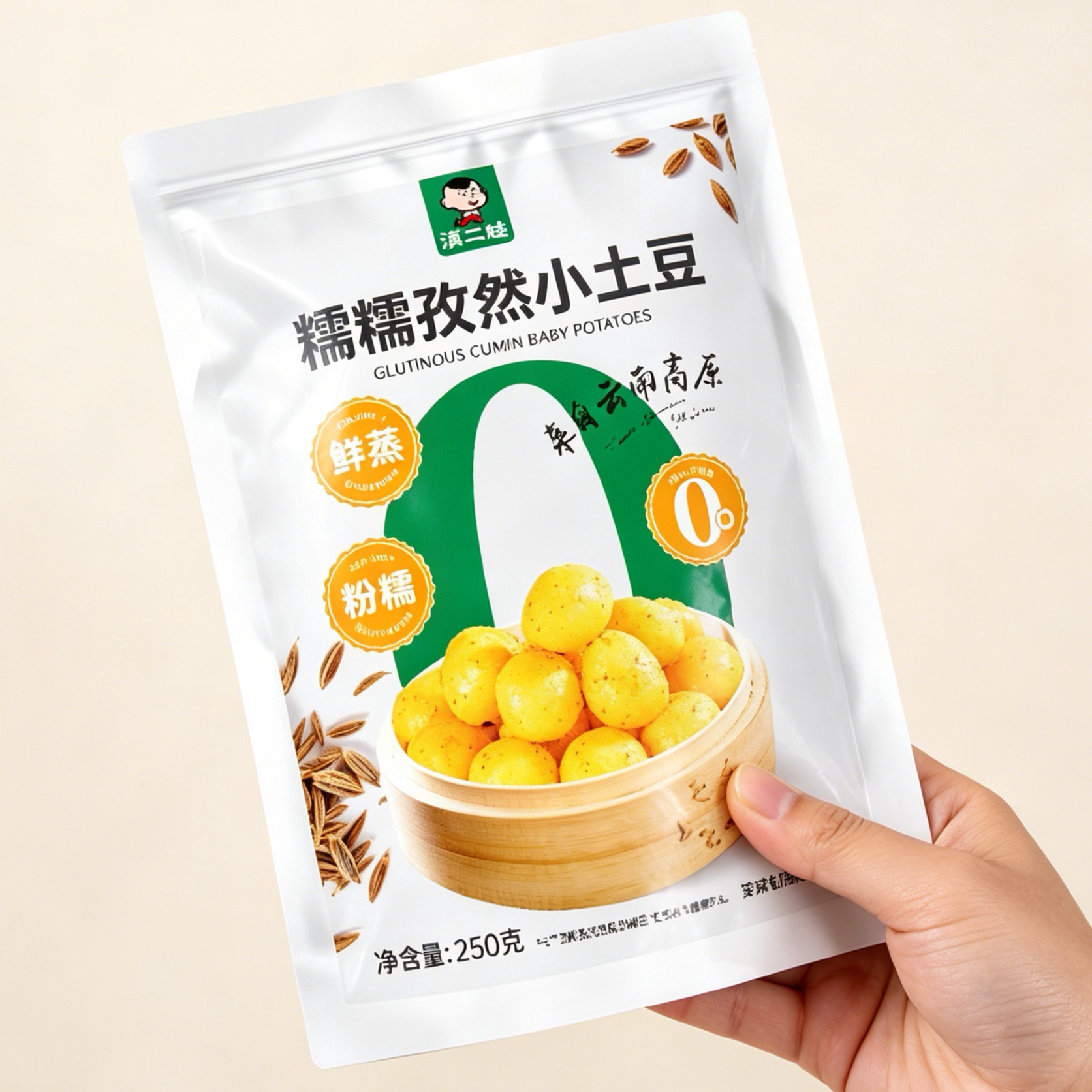 滇二娃鲜蒸黑胡椒小土豆孜然即食粉糯0脂土豆洋芋轻食代餐小零食