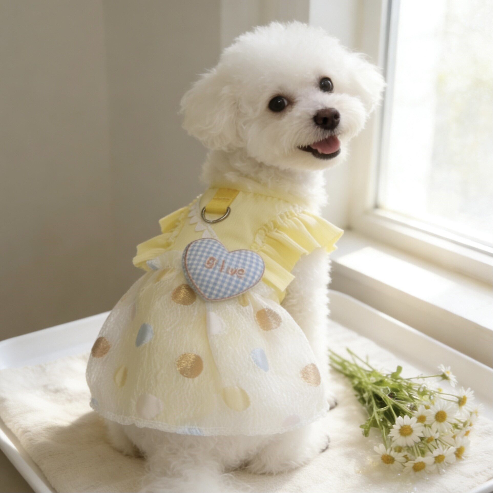 夏季宠物衣服狗狗衣服波点猫咪比熊外出防脏衣服透气小狗公主裙