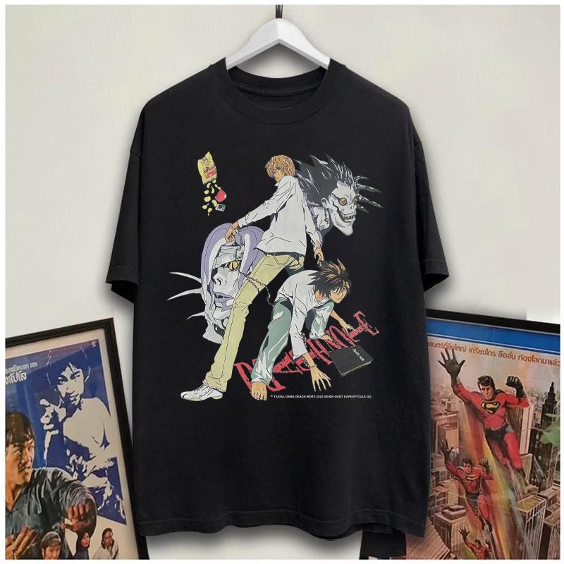 原创死亡笔记L周边短袖t恤男款夏季美式宽松大码纯棉半袖上衣服潮