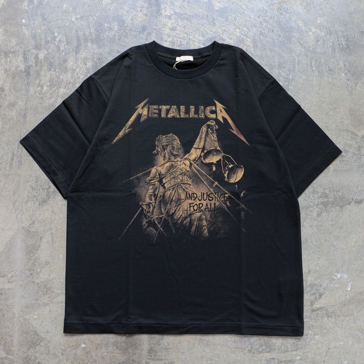 金属乐队印花宽松短袖T恤纯棉男