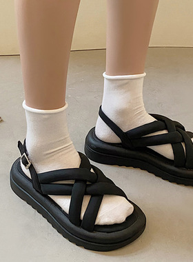 白色袜子女薄款网红款秋冬短款棉袜卷边jk夏季配凉鞋中筒夏款短袜