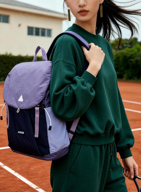 Across户外运动休闲双肩包女轻便健身抽绳书包防水大容量电脑背包