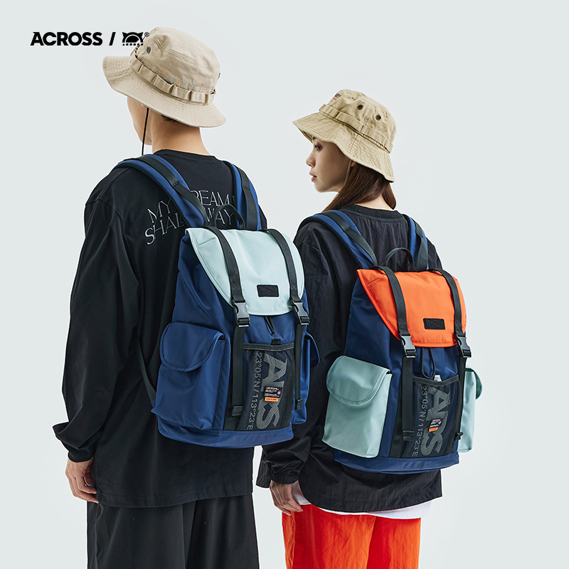 Across原创双肩包男潮牌休闲大学生书包女电脑包防水旅行户外背包