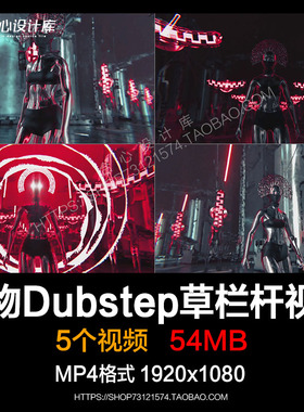 3D人物Dubstep草栏杆演艺舞台酒吧LED屏幕背景视频VJ LOOPS素材