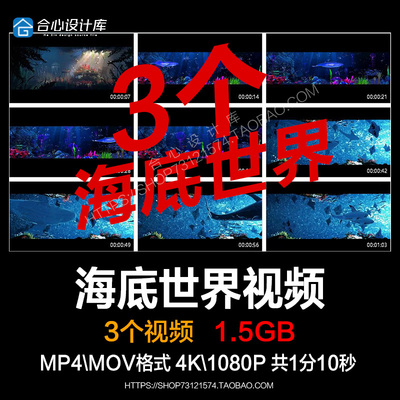 3款宽屏 海底世界海洋水底鱼群livehouse高清LED屏背景视频vj素材