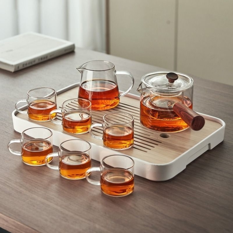 茶具茶台一整套玻璃茶具套装茶壶功夫茶家用会客茶杯简约茶台泡茶