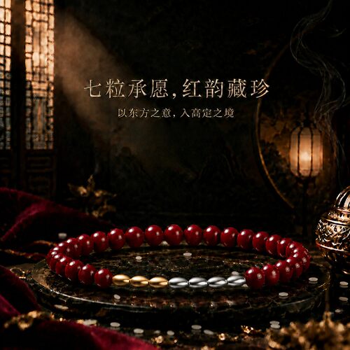 明心饰品2026款七粒米红珠手链传统手工串珠大师推荐男女同款手串