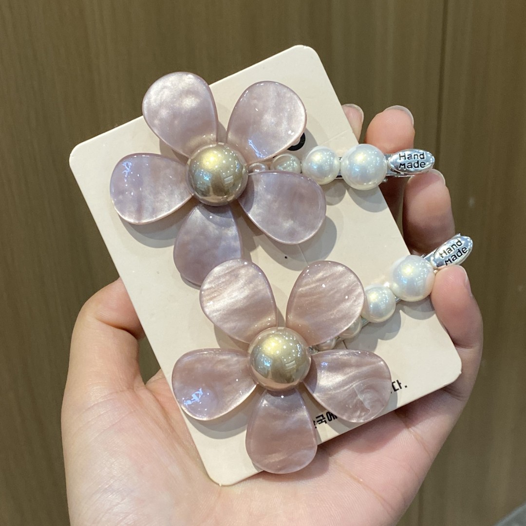 天天都美饰新款温柔流光樱花贝珠发夹少女感碎发刘海夹时尚发饰女