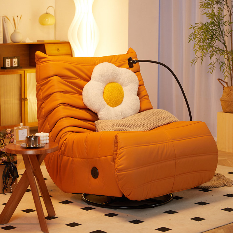 多功能真皮毛毛虫懒人沙发电动按摩旋转牛皮单人沙发可躺睡摇摇椅