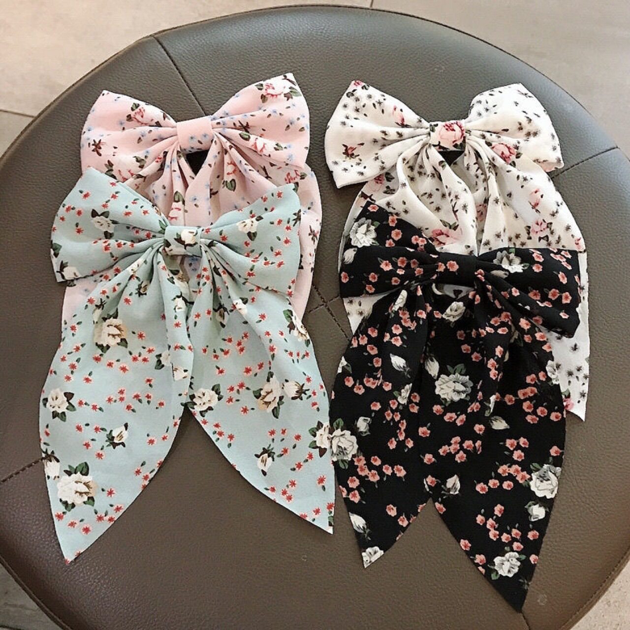韩版文艺风大蝴蝶结发夹女小碎花清新蝴蝶结后脑勺鸭嘴夹发饰发夹