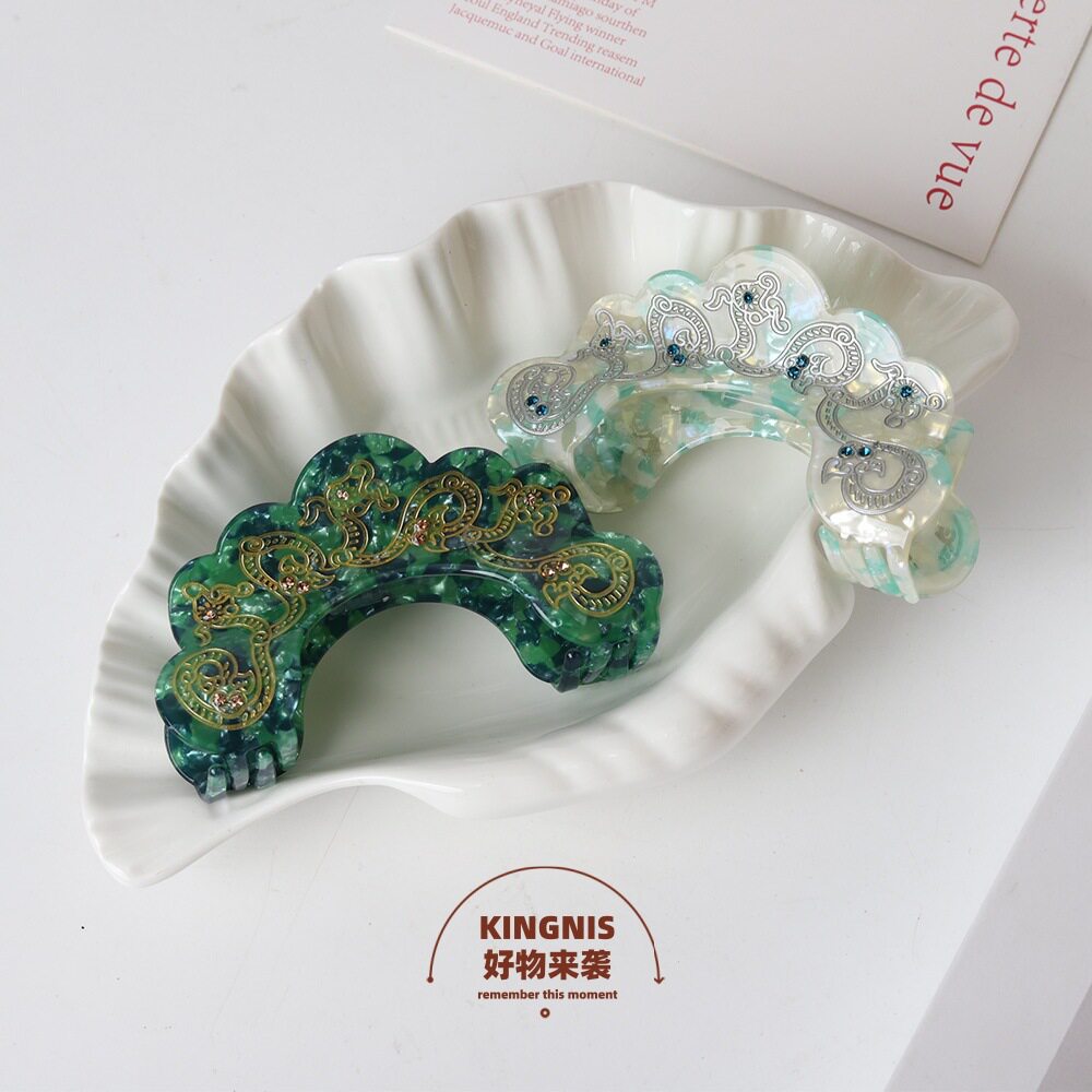 博物馆文创绾青丝抓夹小众感国风后脑勺鲨鱼夹发夹发饰