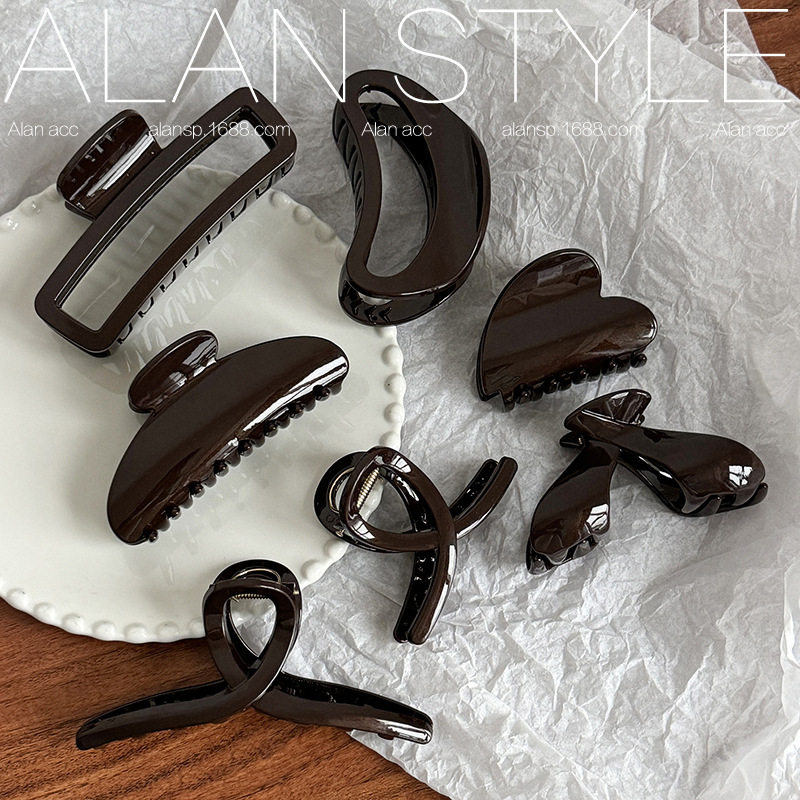 韩国鲨鱼发夹珠光棕套系后脑勺抓夹大号闪闪棕秋冬优雅气质盘发饰,饰品/流行首饰/时尚饰品新,发饰,淘宝优惠券,粉丝福利购,淘宝优惠卷