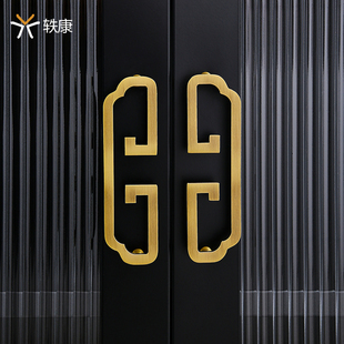 新中式 拉手柜门仿古铜橱柜柜子抽屉门把手金色家具衣柜黄铜拉手