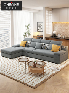 棉麻多功能折叠沙发床一体式两用小户型客厅贵妃储物伸缩滑动床