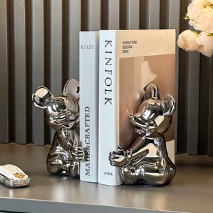 卡通米奇书挡客厅酒柜电视柜陶瓷家居装饰品书桌桌面书立架创意摆