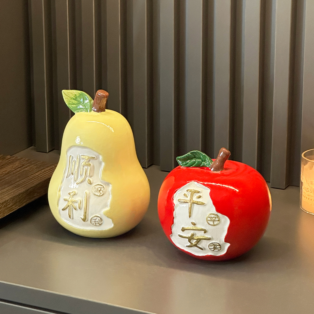 平安顺利寓意好苹果创意摆件客厅高级感玄关电视柜装饰品乔迁礼物