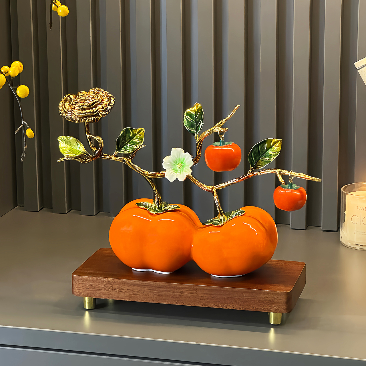 创意柿柿如意摆件柿子招财客厅