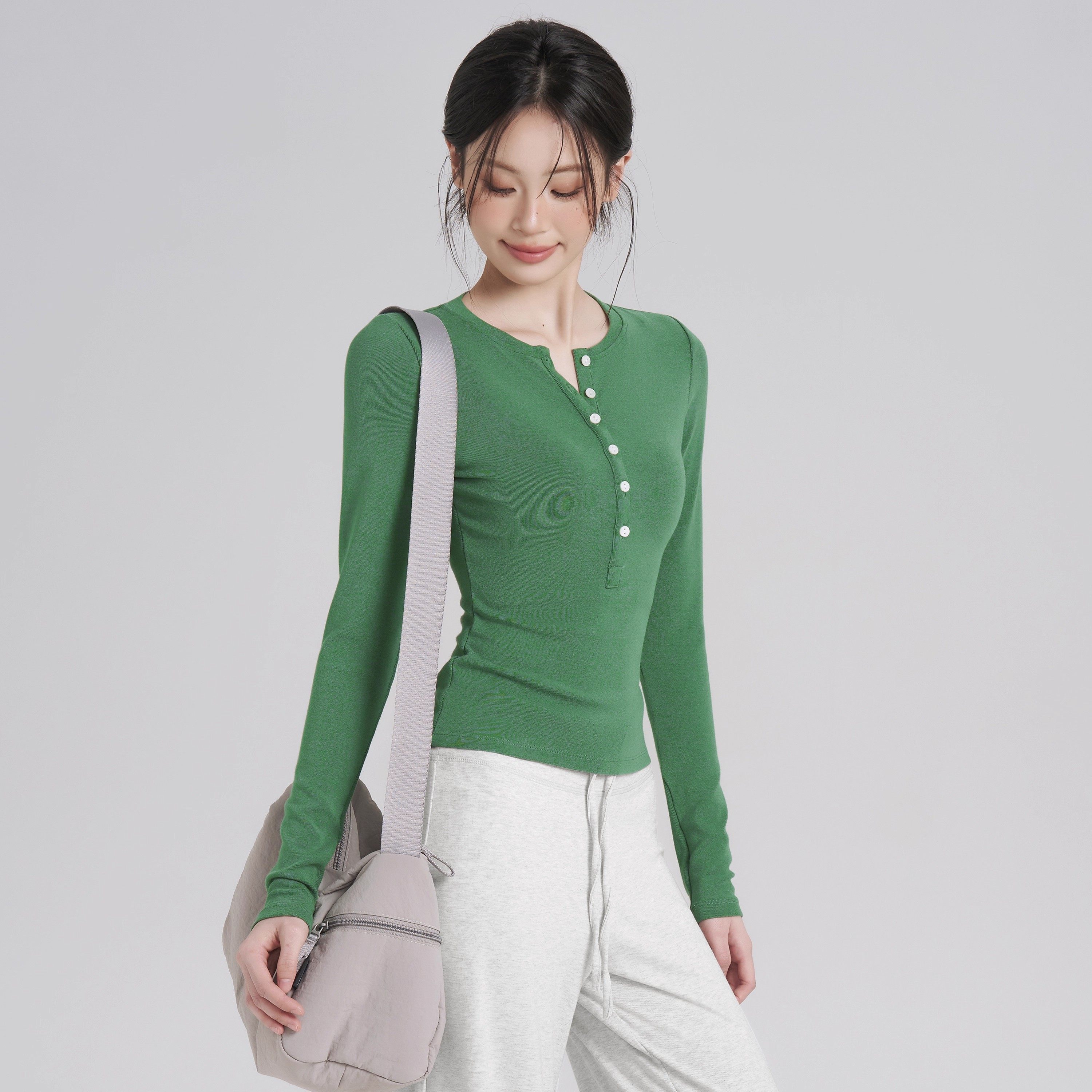 LULU VUR纽扣瑜伽服长袖女修身运动T恤跑步训练健身上衣打底衫,运动服/休闲服装,健身衣,淘宝优惠券,粉丝福利购,淘宝优惠卷