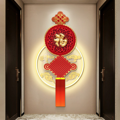 福字挂件玄关装饰画客厅led氛围灯画新款新年春节中国结挂饰挂画
