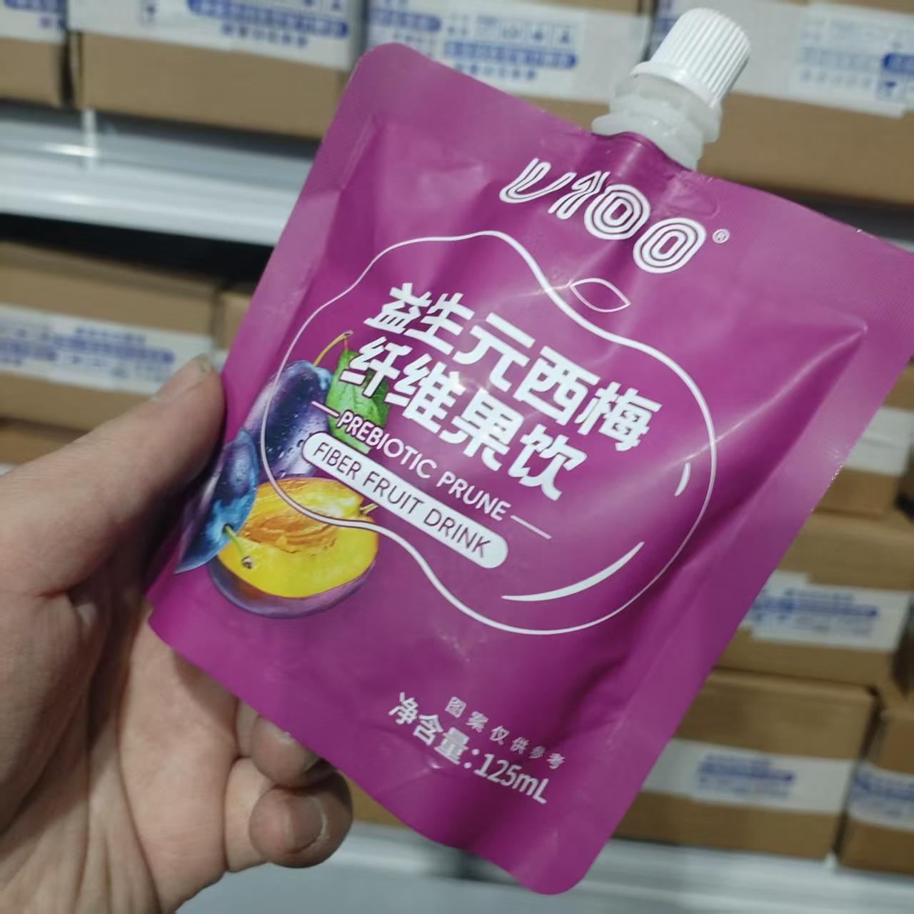 零食优选很忙U100益生元西梅纤维果饮果汁网红休闲小吃125ml[满38