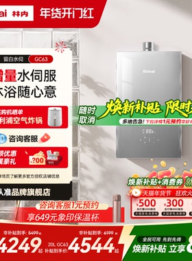 [新品水伺服]林内留白燃气热水器GC63家用天然气恒温16/20/24升