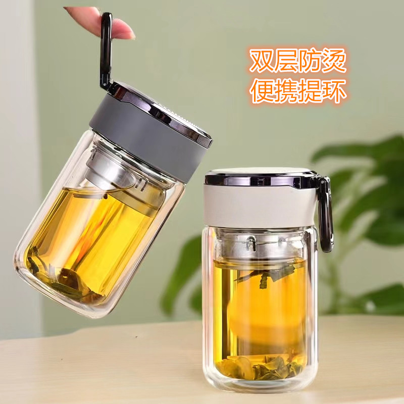 高硼硅耐高温双层防烫高级玻璃杯图片