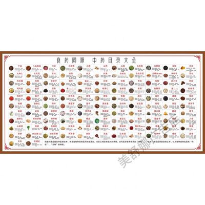 中医馆药食同源中药目录大全宣传海报性味功效贴画养生馆壁画