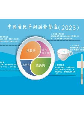 中国居民平衡膳食餐盘2023海报展板中国膳食宝塔正确测量血压KT板