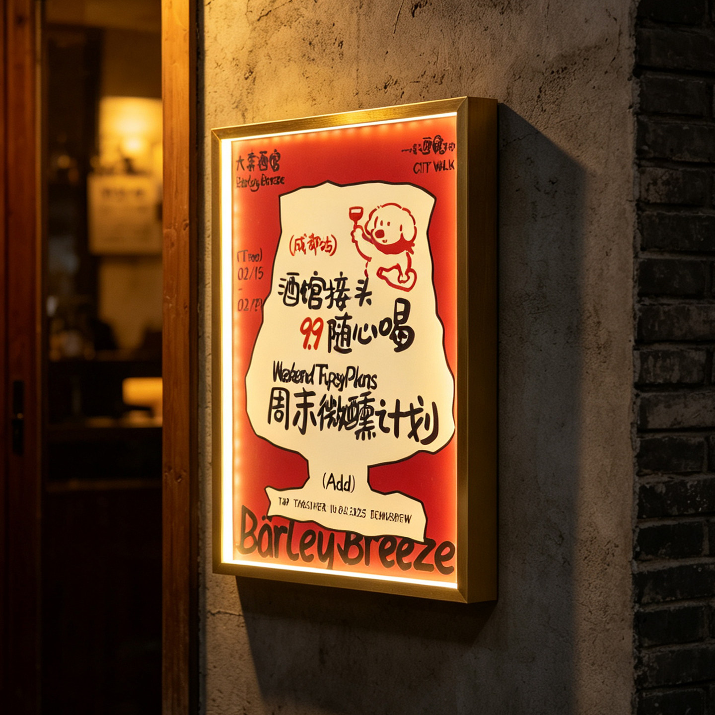 酒吧酒店前发光铝合金画框LED灯