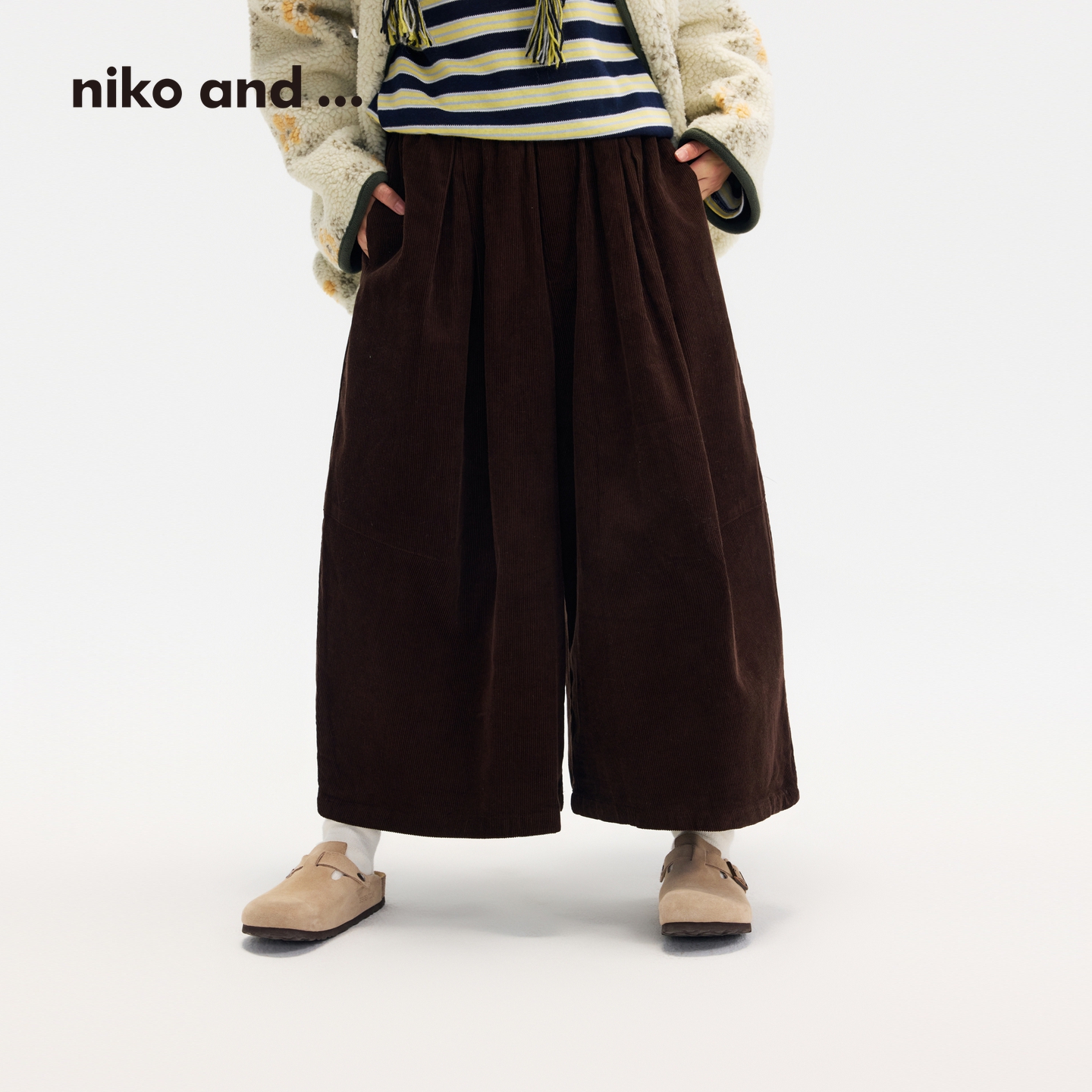 灯芯绒阔腿裤 复古好搭配